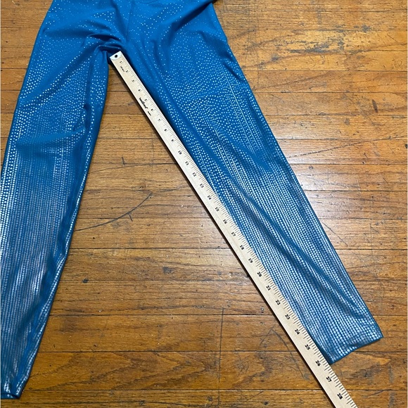 Beyond Yoga Alloy Ombre Leggings Women's Size L High Waisted Teal Gold Sparkle - Picture 9 of 9